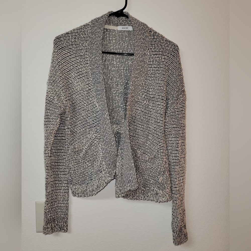 Mod Ref Cream Texture Knit Wrap Cardigan - image 1